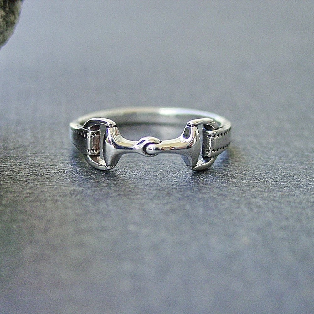 100% Authentic 925 Sterling Silver Horse Equestrian Snaffle Bit Ring