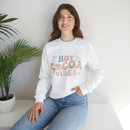 Hot Cocoa Vibes Crewneck Sweatshirt | Christmas Sweatshirt | Sweatshirt for Women | Crewneck Sweatshirt